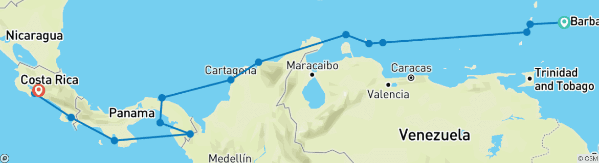 Image d'une carte montrant l'itinéraire du circuit