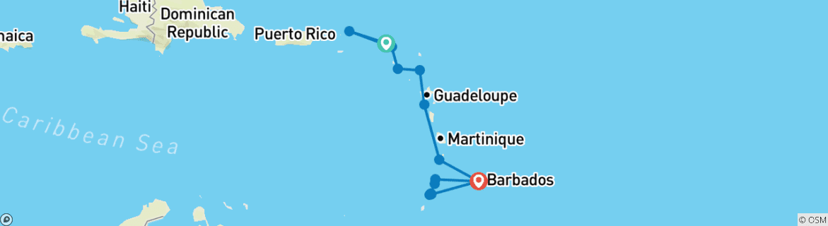 Image d'une carte montrant l'itinéraire du circuit