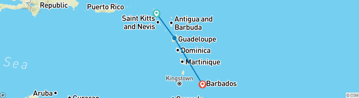 Image d'une carte montrant l'itinéraire du circuit