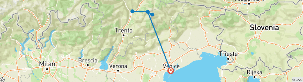 Image d'une carte montrant l'itinéraire du circuit