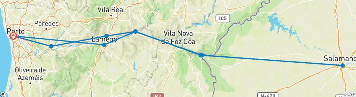 Image d'une carte montrant l'itinéraire du circuit