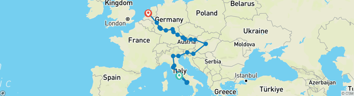 Image d'une carte montrant l'itinéraire du circuit