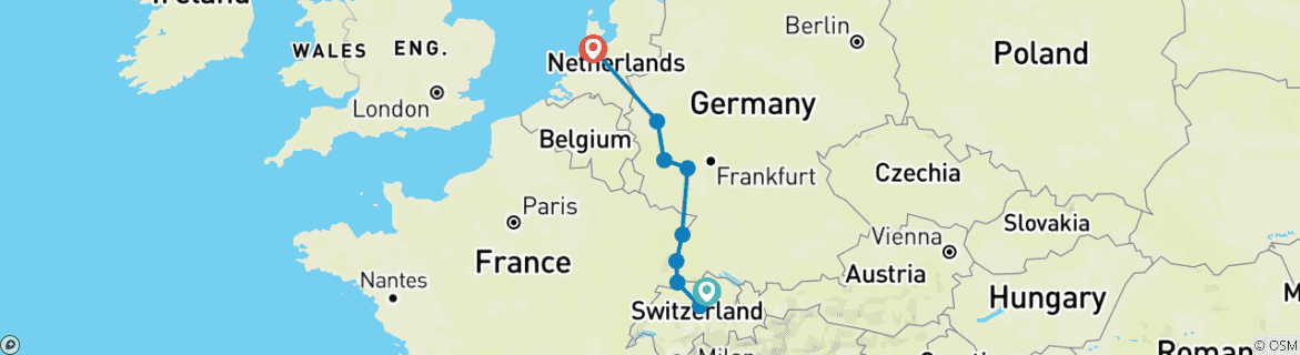 Image d'une carte montrant l'itinéraire du circuit