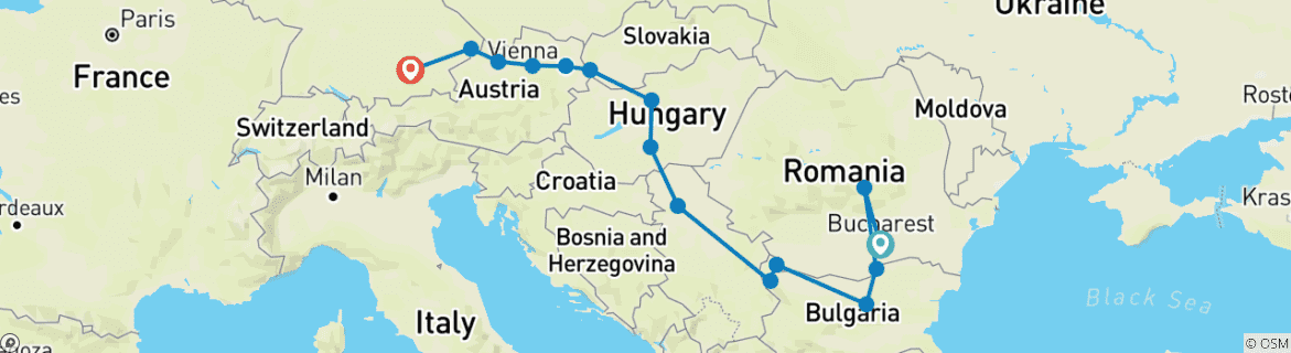 Image d'une carte montrant l'itinéraire du circuit