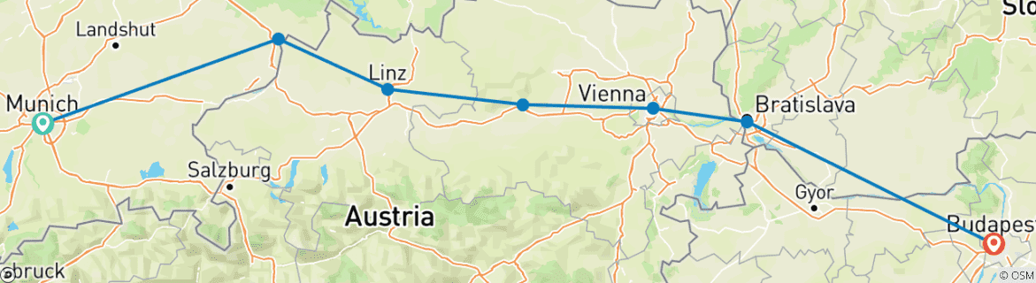 Image d'une carte montrant l'itinéraire du circuit