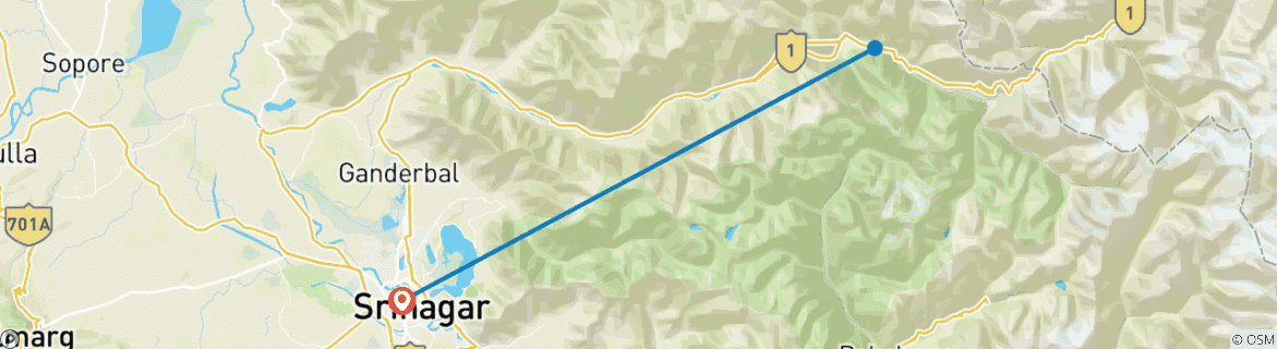 Foto van een kaart met de route van de rondreis