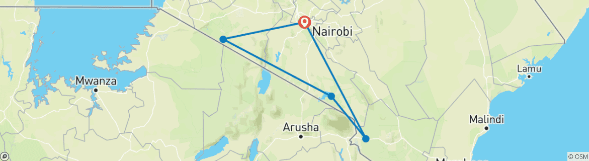 Karte mit der Reiseroute