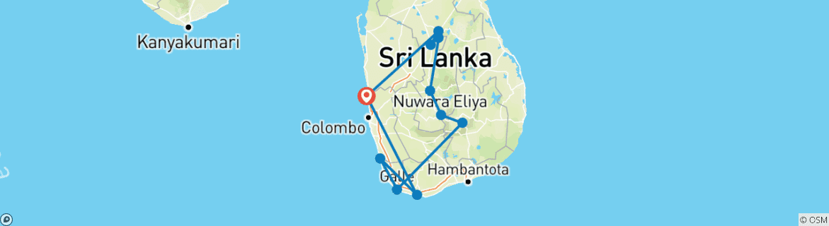 Image d'une carte montrant l'itinéraire du circuit