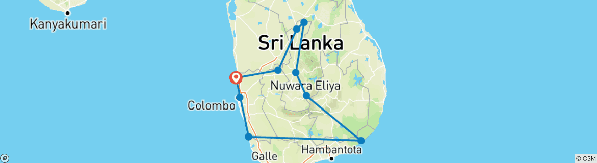 Karte mit der Reiseroute