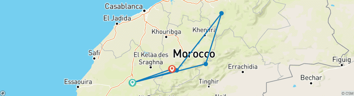 Image d'une carte montrant l'itinéraire du circuit