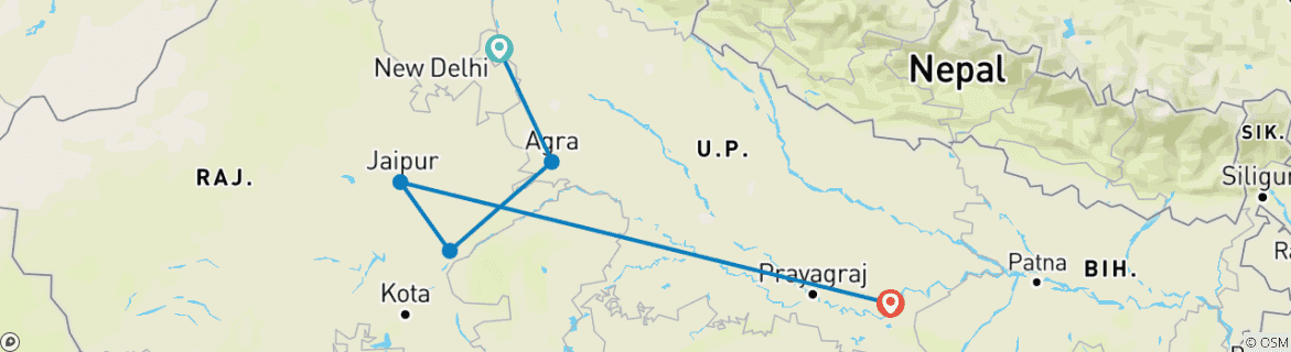 Image d'une carte montrant l'itinéraire du circuit