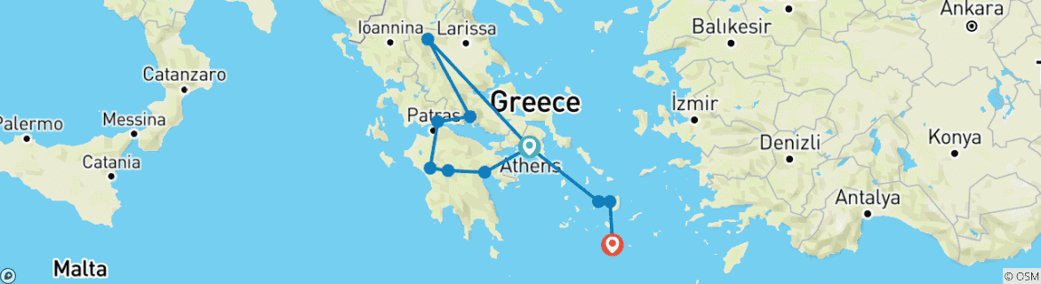 Image d'une carte montrant l'itinéraire du circuit
