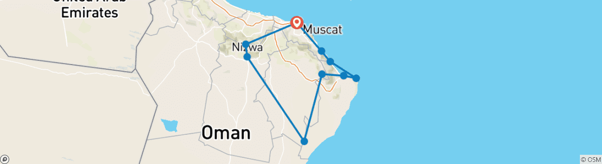 Image d'une carte montrant l'itinéraire du circuit