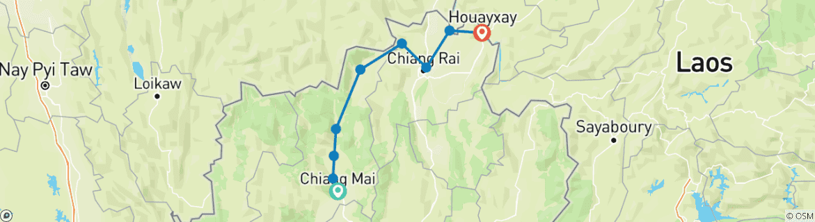 Image d'une carte montrant l'itinéraire du circuit