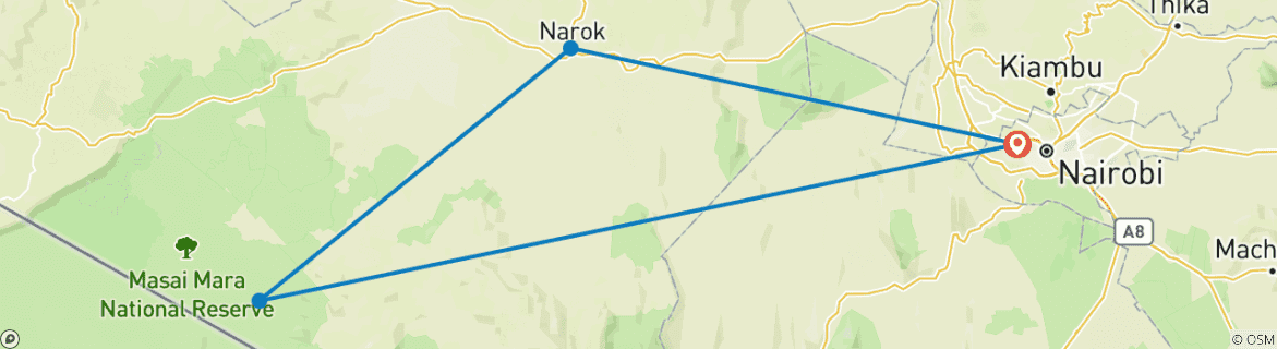 Image d'une carte montrant l'itinéraire du circuit