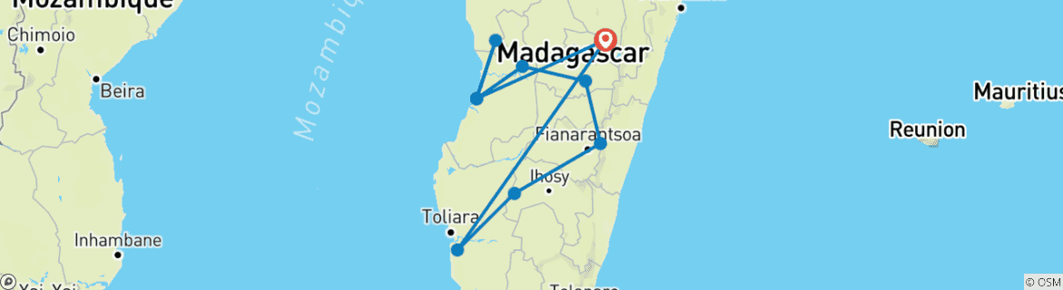 Image d'une carte montrant l'itinéraire du circuit