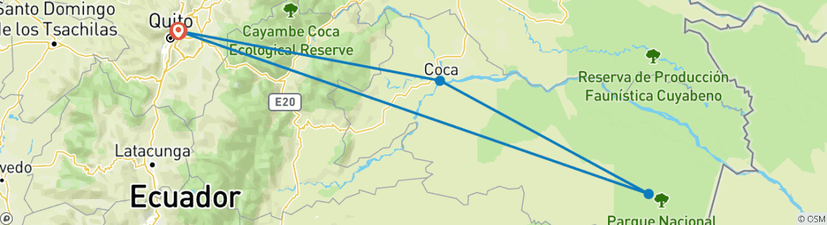 Image d'une carte montrant l'itinéraire du circuit