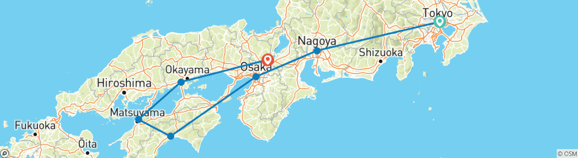 Karte mit der Reiseroute