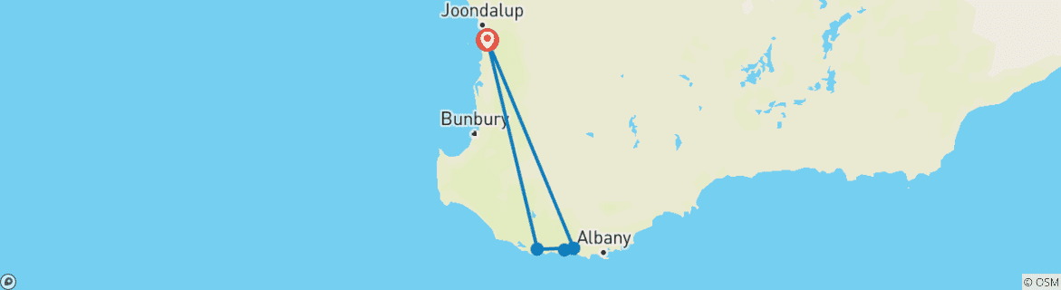 Image d'une carte montrant l'itinéraire du circuit