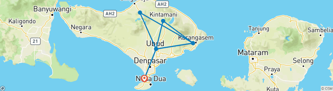 Image d'une carte montrant l'itinéraire du circuit