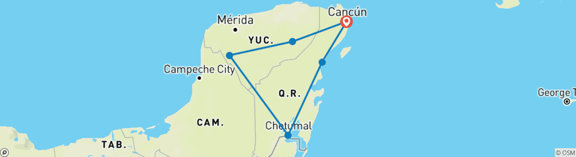 Karte mit der Reiseroute