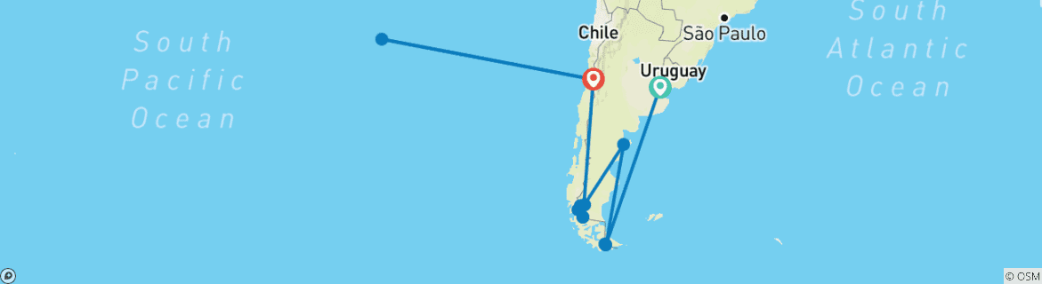 Karte mit der Reiseroute