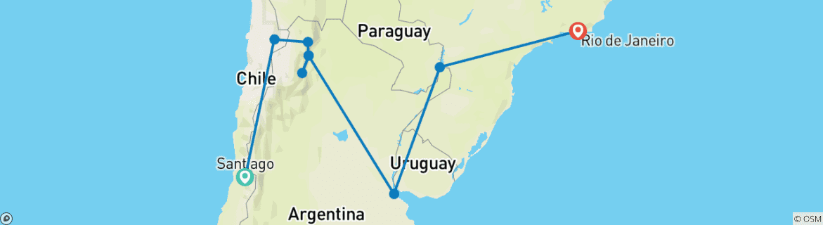 Image d'une carte montrant l'itinéraire du circuit