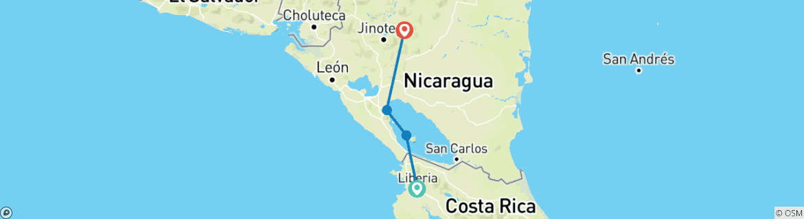 Image d'une carte montrant l'itinéraire du circuit