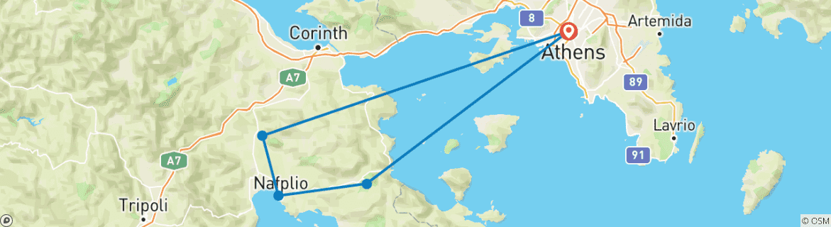 Image d'une carte montrant l'itinéraire du circuit