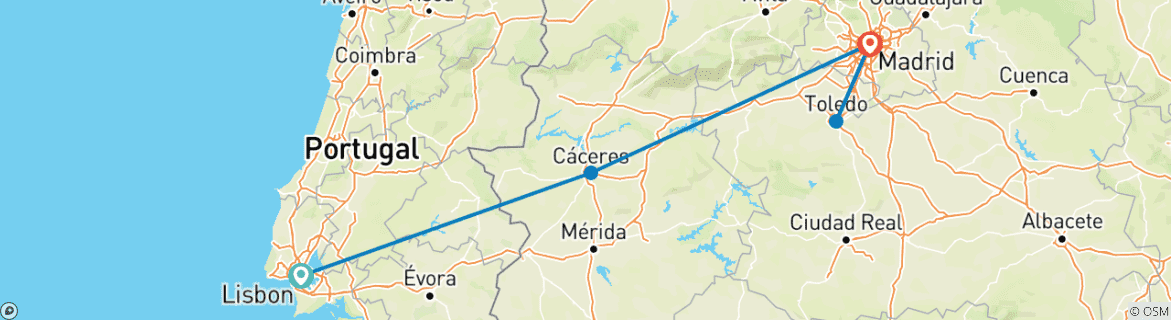 Image d'une carte montrant l'itinéraire du circuit