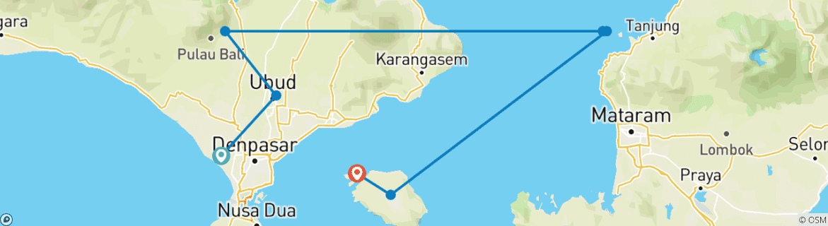 Image d'une carte montrant l'itinéraire du circuit