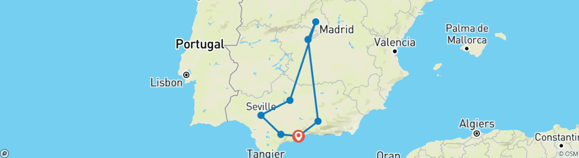 Foto van een kaart met de route van de rondreis