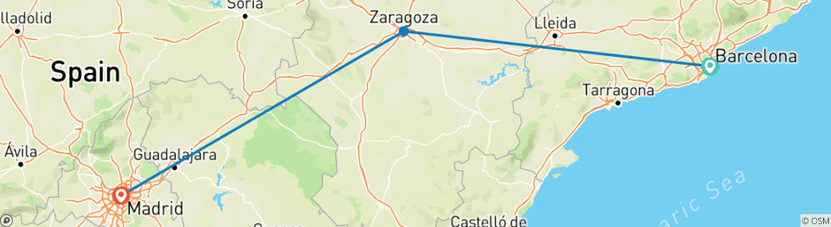 Image d'une carte montrant l'itinéraire du circuit