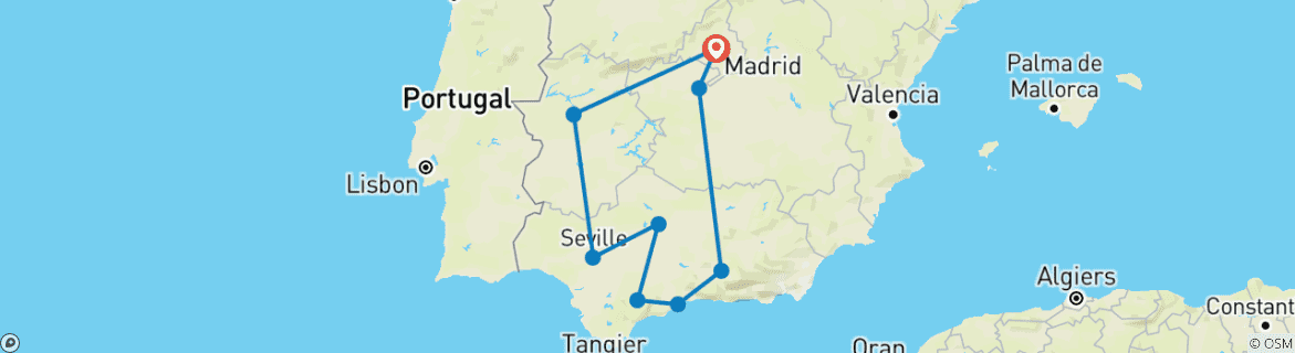 Image d'une carte montrant l'itinéraire du circuit