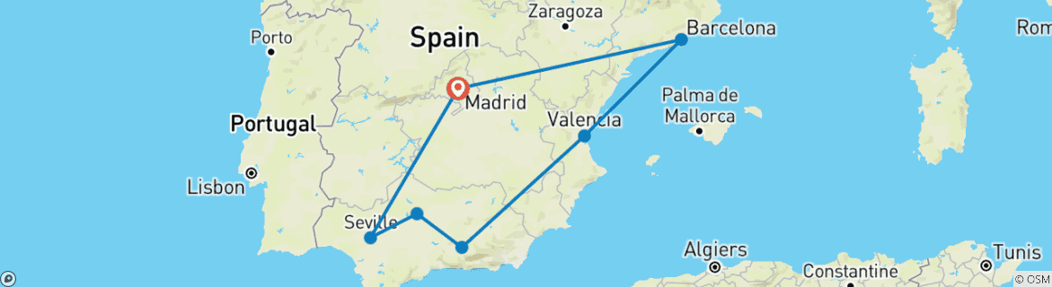 Image d'une carte montrant l'itinéraire du circuit