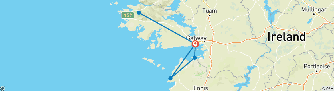 Image d'une carte montrant l'itinéraire du circuit
