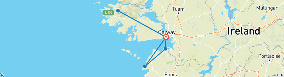 Image d'une carte montrant l'itinéraire du circuit
