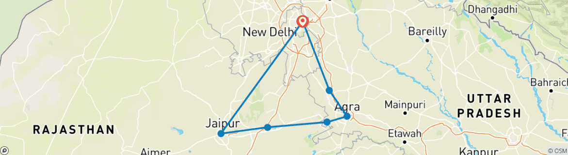 Image d'une carte montrant l'itinéraire du circuit