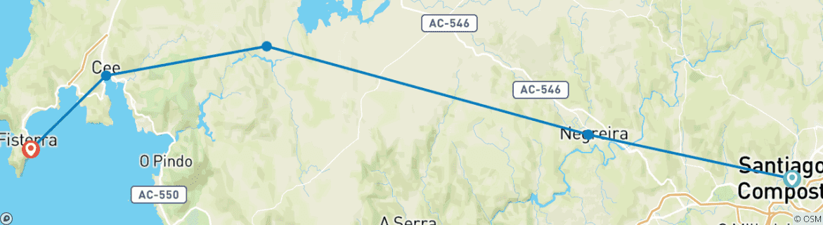Image d'une carte montrant l'itinéraire du circuit