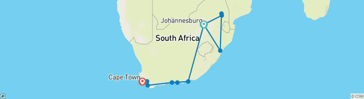 Karte von Zwischen Big-Five, Garden-Route und Tafelberg