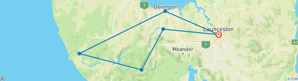 Image d'une carte montrant l'itinéraire du circuit