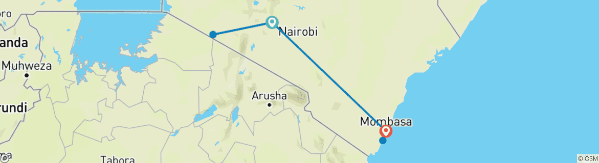 Karte mit der Reiseroute