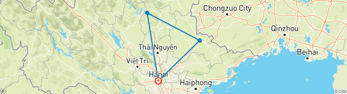 Image d'une carte montrant l'itinéraire du circuit