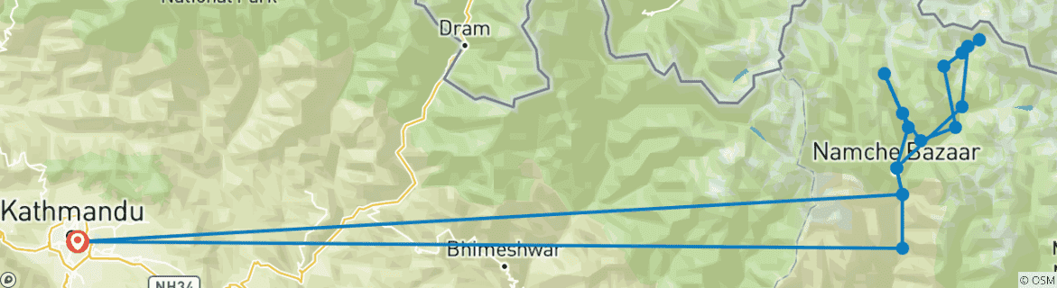 Image d'une carte montrant l'itinéraire du circuit
