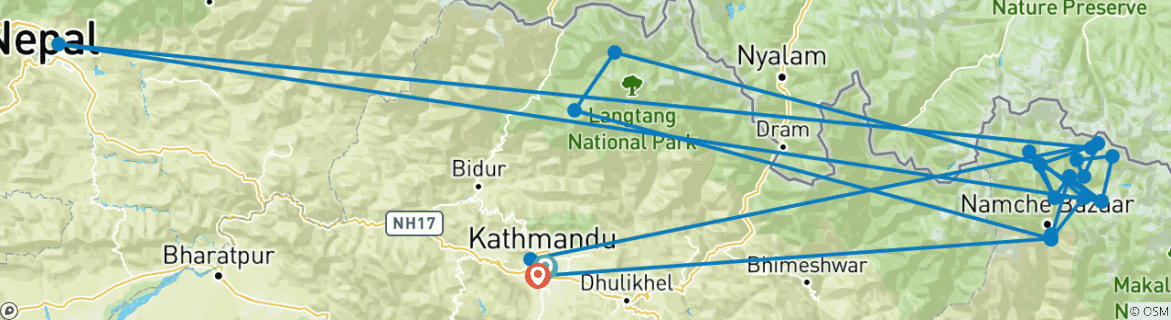 Karte mit der Reiseroute