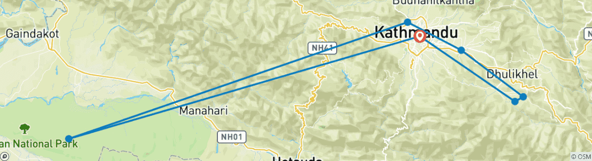 Image d'une carte montrant l'itinéraire du circuit