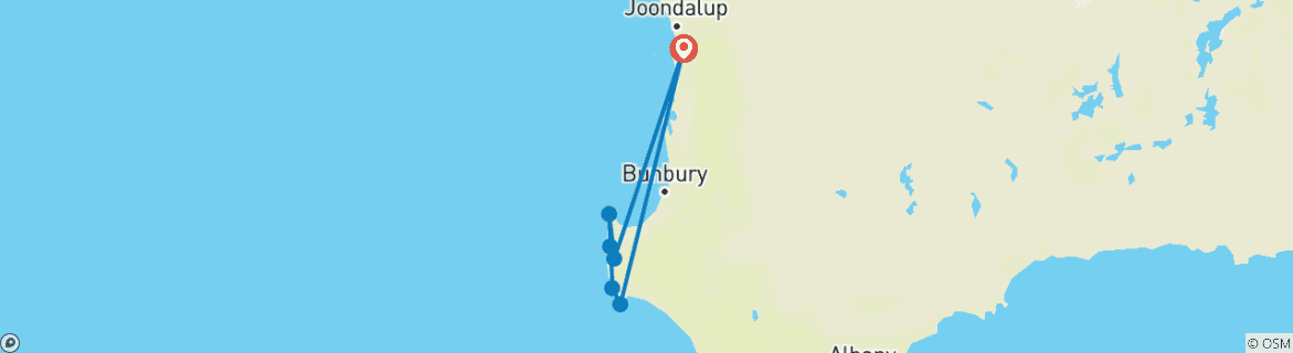 Image d'une carte montrant l'itinéraire du circuit