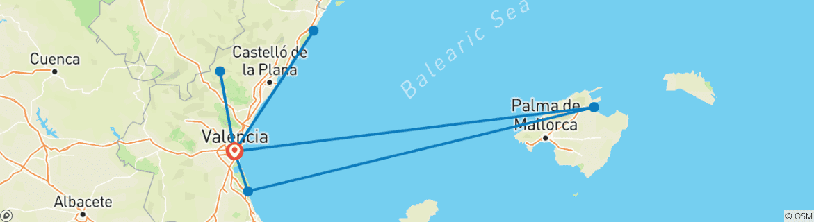 Image d'une carte montrant l'itinéraire du circuit