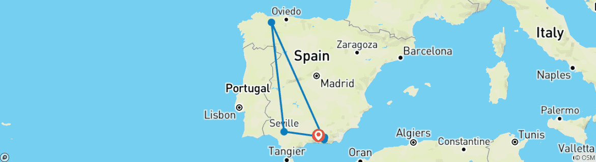 Image d'une carte montrant l'itinéraire du circuit