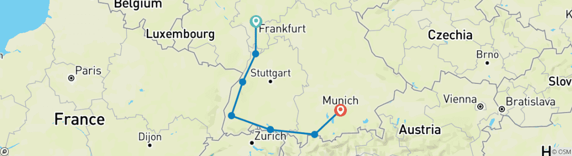Image d'une carte montrant l'itinéraire du circuit